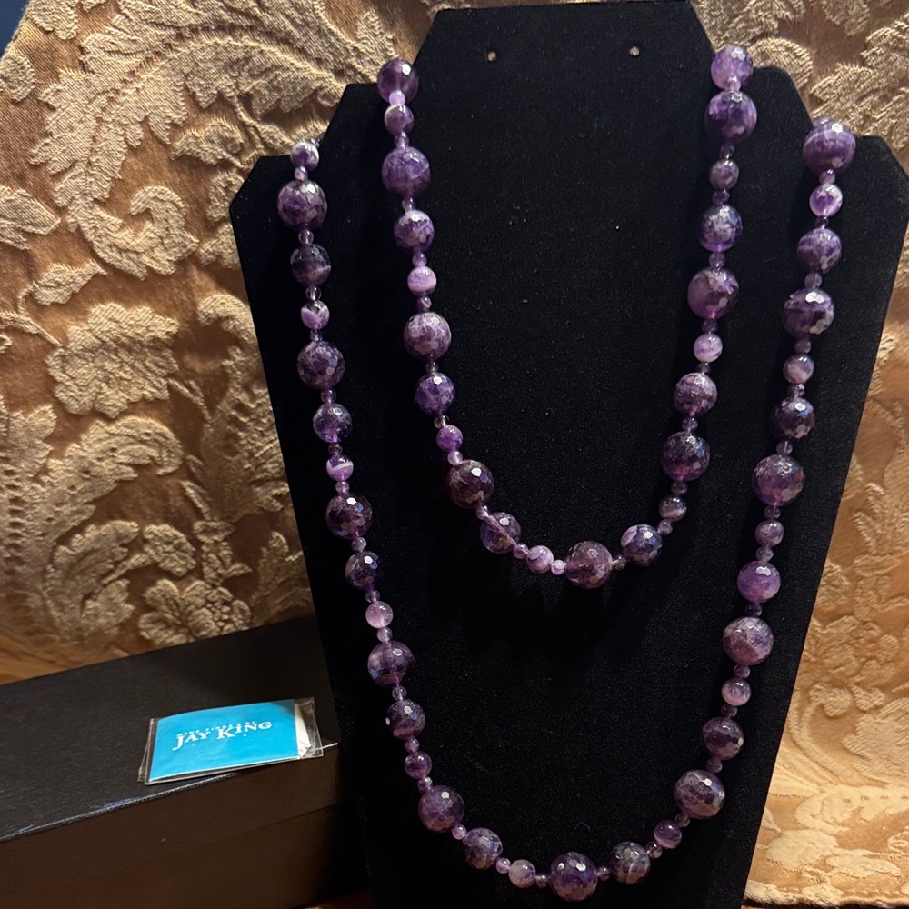 Jay King Mine Finds 44” Faceted Purple Gemstone Endless Necklace
